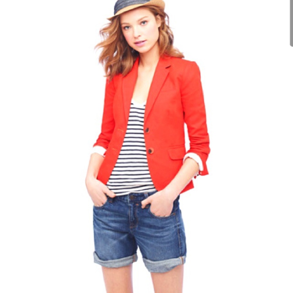 J Crew Linen Schoolboy Blazer Jacket Orange 12 L